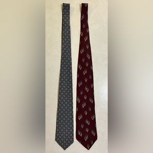Bill Blass Silk Ties (LOT of 2) Black Label Maroon/Blue/Gold & BB Brown/Teal